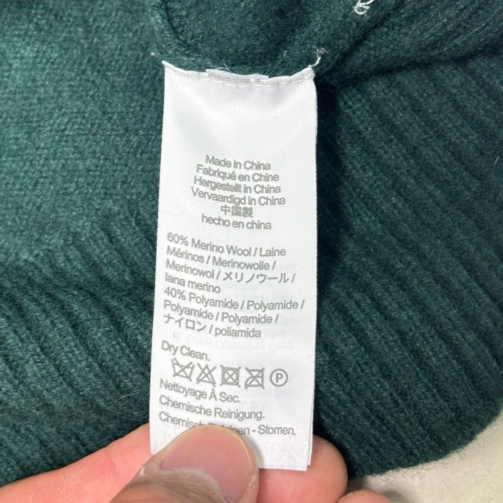 J. Crew Rugged Merino Wool Blend Sweater Mens Small Green Crewneck BA283 FA22